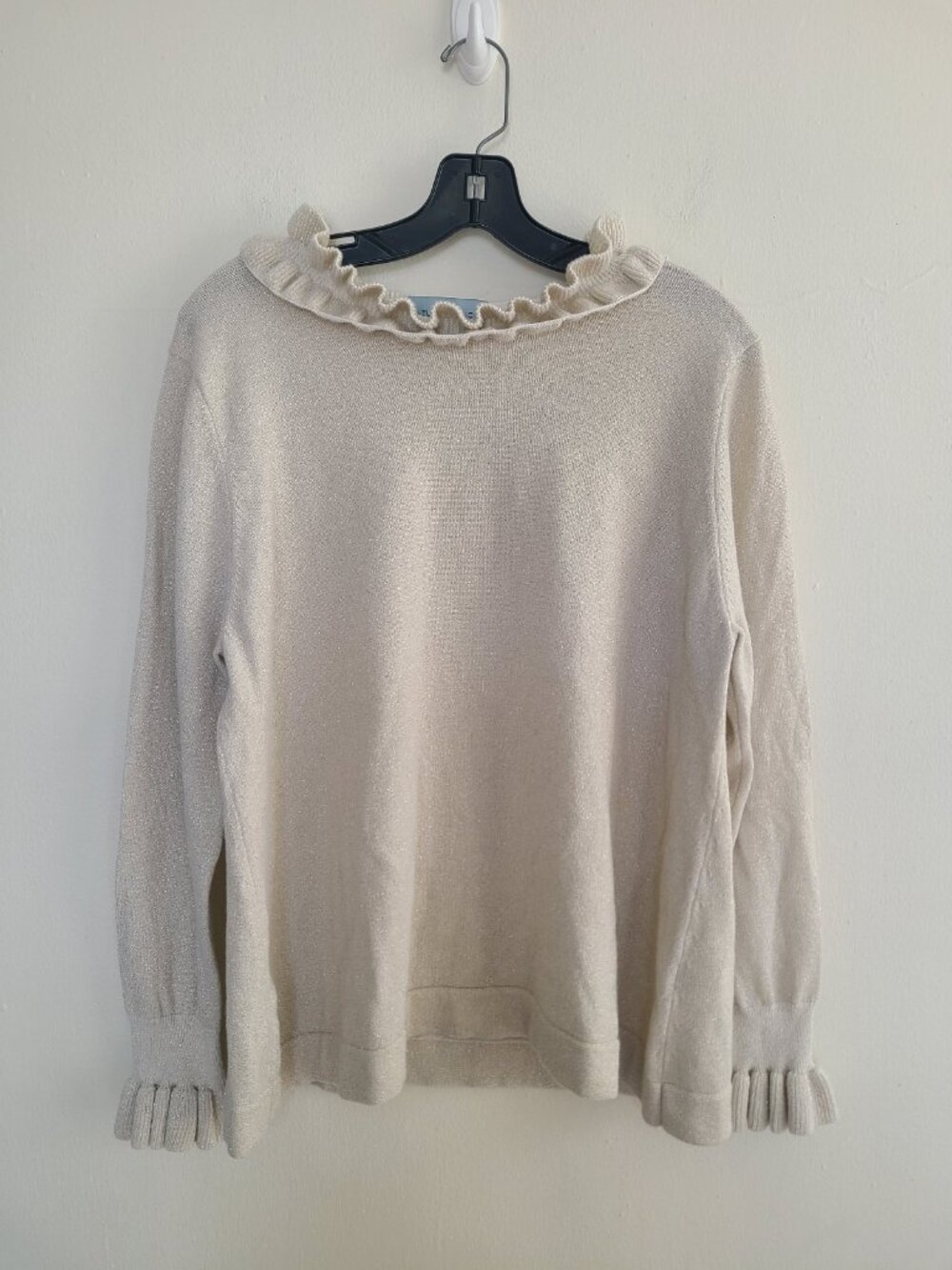 Tuckernuck Ruffle Trim Mock Neck Metallic Wool Cashmere Sweater XXL